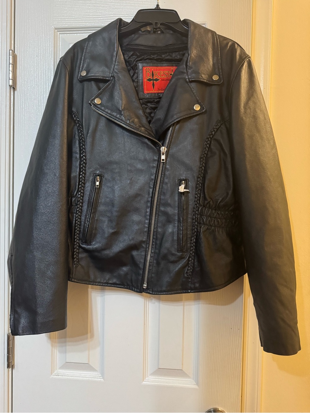 BNWOT | Black Braided Leather Biker Jacket by Bikestar Leather Company